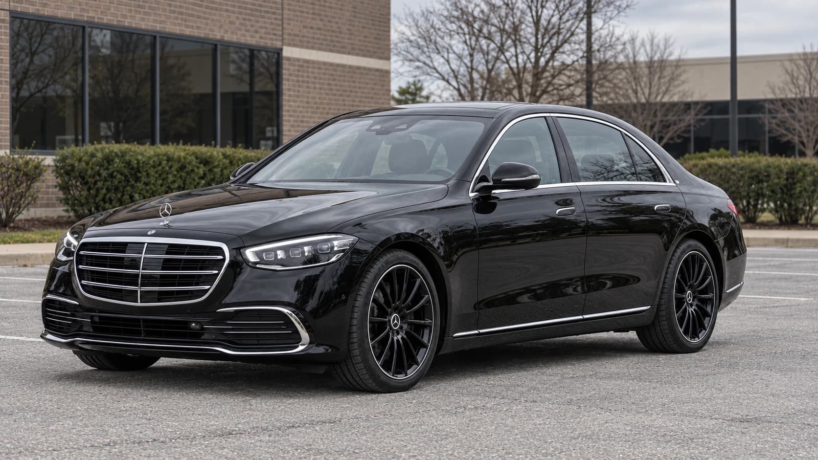 Black 2025 Mercedes-Benz S-Class with black rims